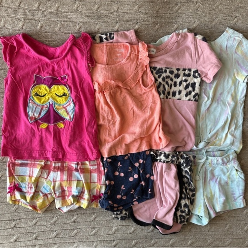Carter’s 8pc Baby Girl Play Condition Outfit Bundle, 18 Months
